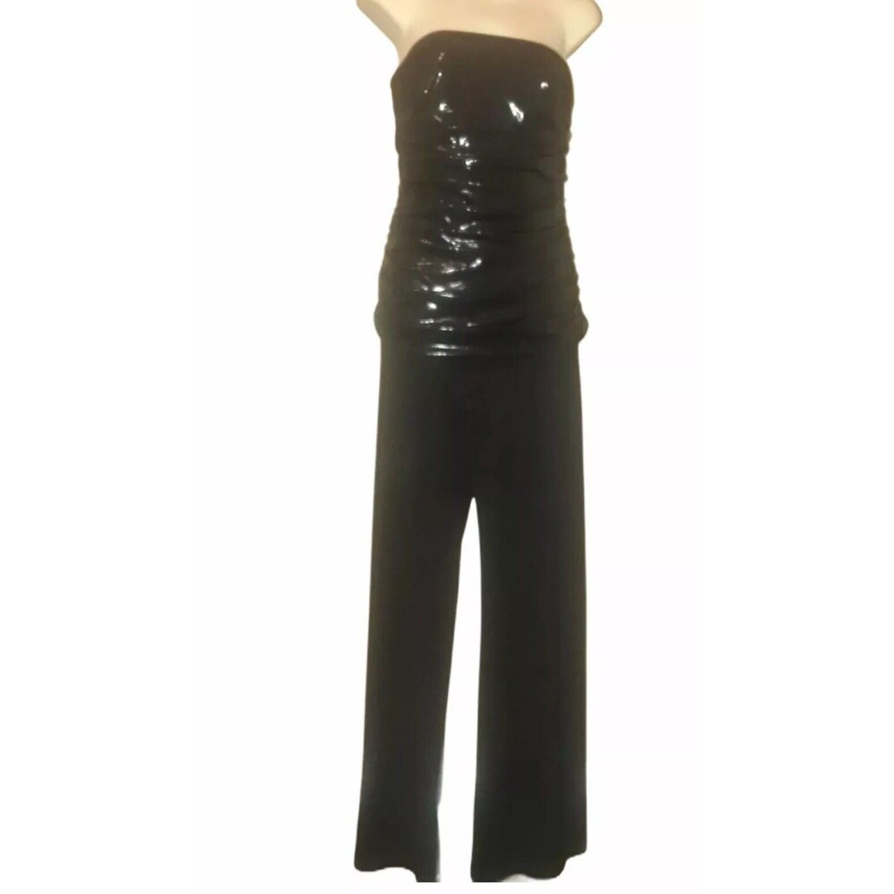 Joseph Ribkoff Black Polkadot Romper strapless  Bodice Evening Jumpsuit Romper 4